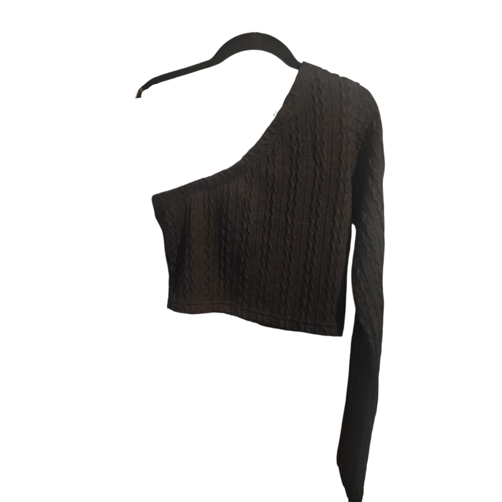 POL One Shoulder Sweater Black Size Medium, New - Picture 2 of 5